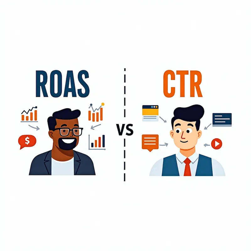 What is the difference between roas and CTR?